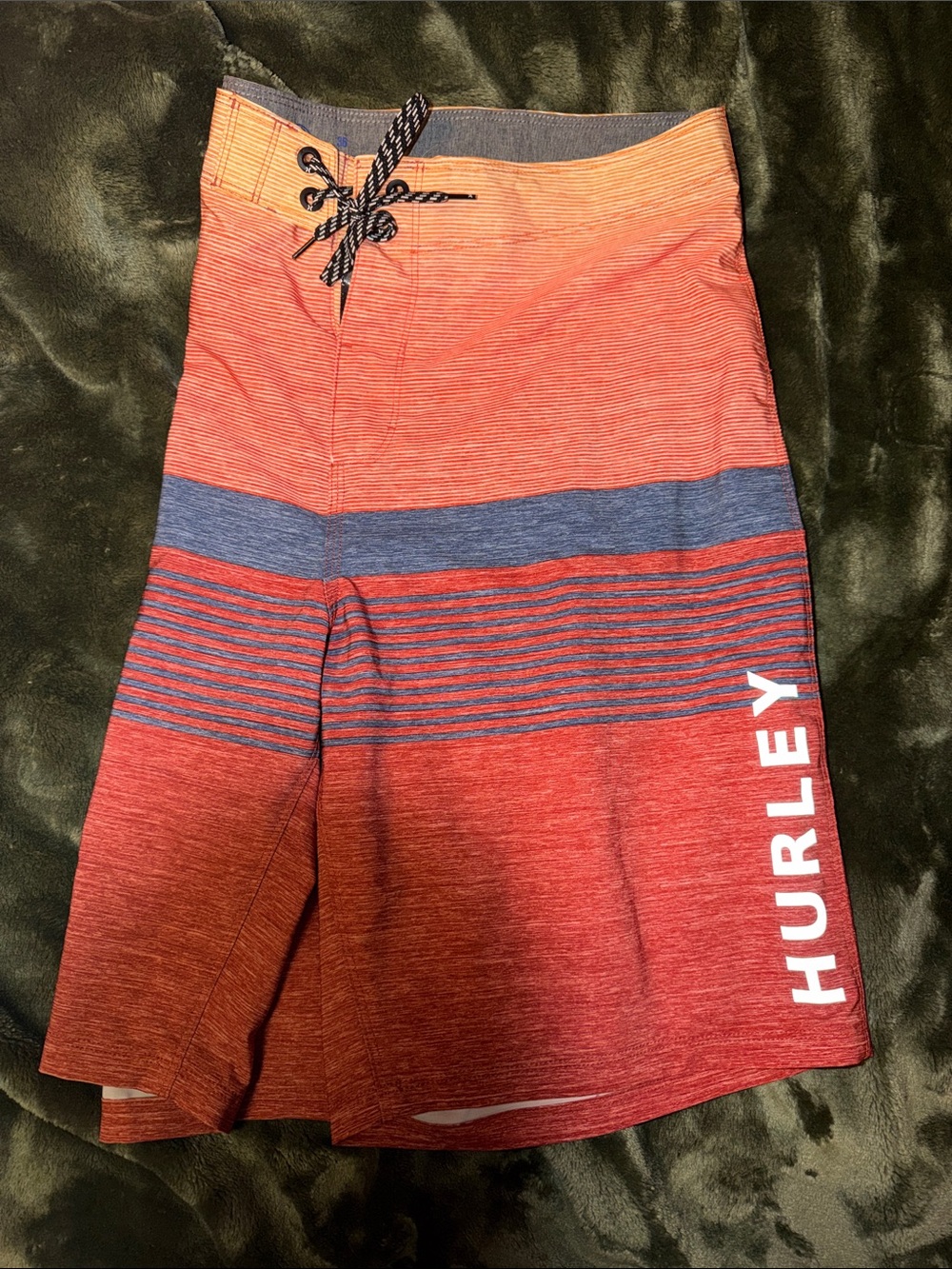 Hurley Men's Orange and Blue Striped board shorts/swim shorts